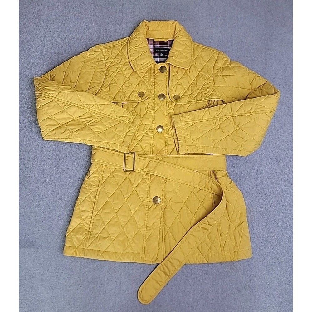 Lands' End Quilted Yellow Belted Jacket
